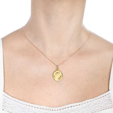Medalla Virgen Velo oval 18 x 15 mm, oro