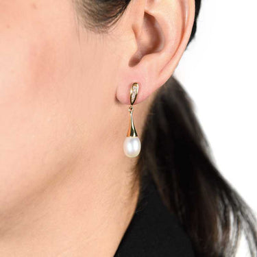 Pendiente Janine diamantes y perla, oro