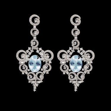 Pendientes Arabesque oro blanco, aguamarinas y diamantes