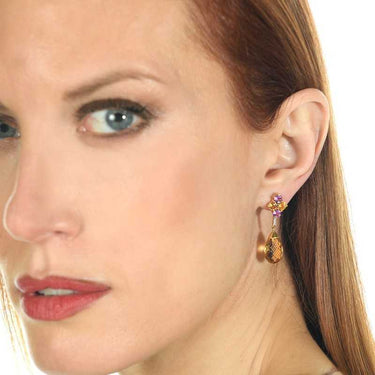 Pendientes Candy Drop citrinos y amatistas, oro
