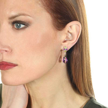Pendientes Candy Drop amatistas y peridotos, oro blanco