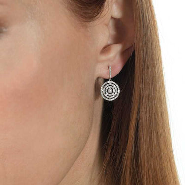 Pendientes Casual oro rosa círculos diamantes