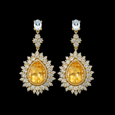 Citrine and topaz chandelier earrings, silver