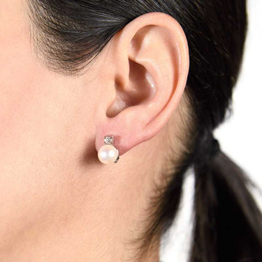 Pendientes Charlotte diamantes y perlas, oro blanco