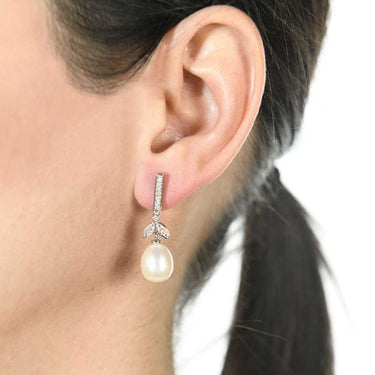Pendientes Constance diamantes y perla, oro blanco