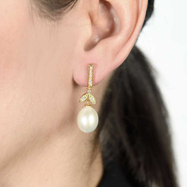 Pendientes Constance diamantes y perla, oro