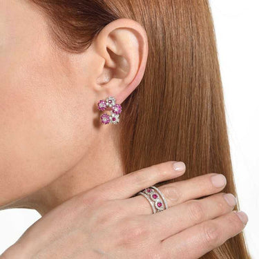 Pendientes Diva rubíes y diamantes, oro blanco