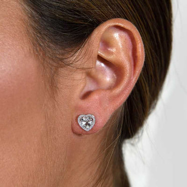 Pendientes Heart, topacios blancos y diamantes, oro blanco