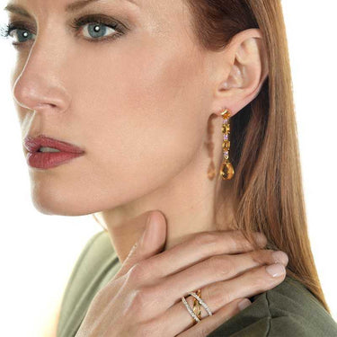 Pendientes Magic Candy Duet citrinos y amatistas, oro