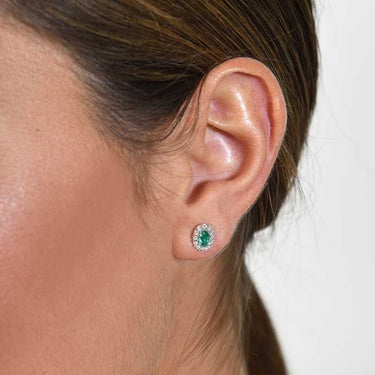 Pendientes Mini Beauty oro blanco, esmeraldas y diamantes