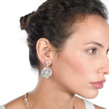 Pendientes Tutti Fruti topacio azul y cuarzo rosa, plata rosa