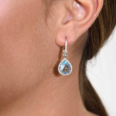 Pendientes Victoria desmontables oro, topacios azules y diamantes