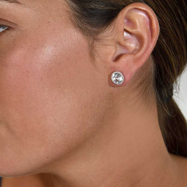 Pendientes Victoria Round, topacios blancos y diamantes