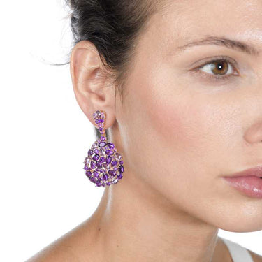 Pendientes Vivaci amatista, plata rosa