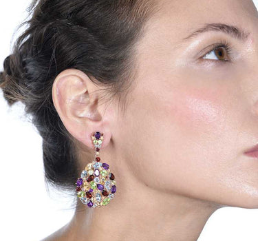 Pendientes Vivaci cuarzos multicolor, plata rosa