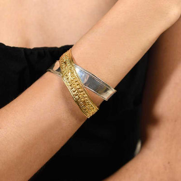 Pulsera Traviata Cruzada, plata bicolor
